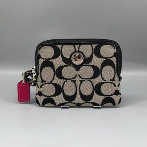 Coach Black and Grey Signature Wallet